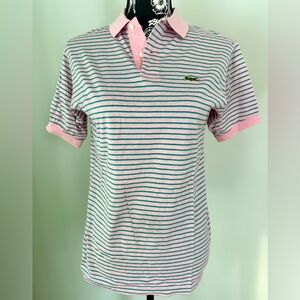 Vintage 1980’s Lacoste/Izod pink and green striped shirt